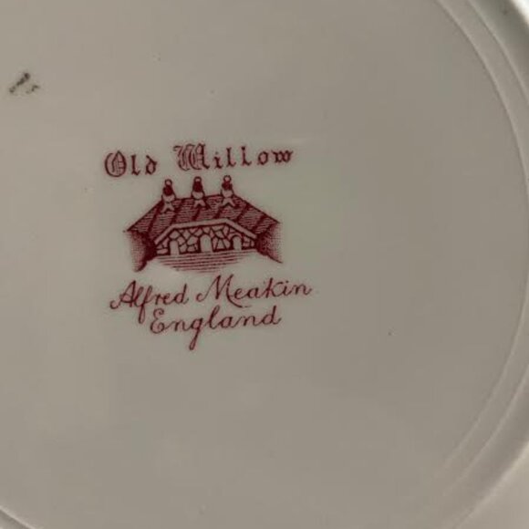 Alfred Meakin Pink Transferware Willow Ware Dinner Plate Willow Floral Design - Picture 12 of 12